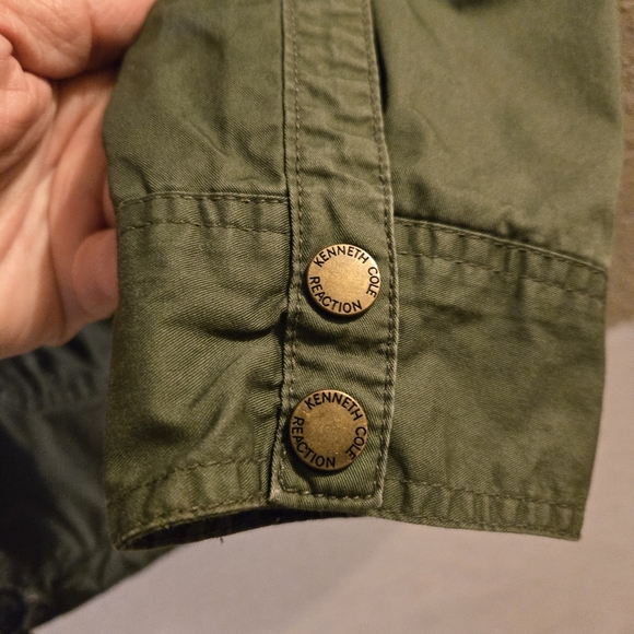 Kenneth Cole Reaction Womens Olive Green Lightweight Hooded Long Sleeve Jacket L - Picture 6 of 10